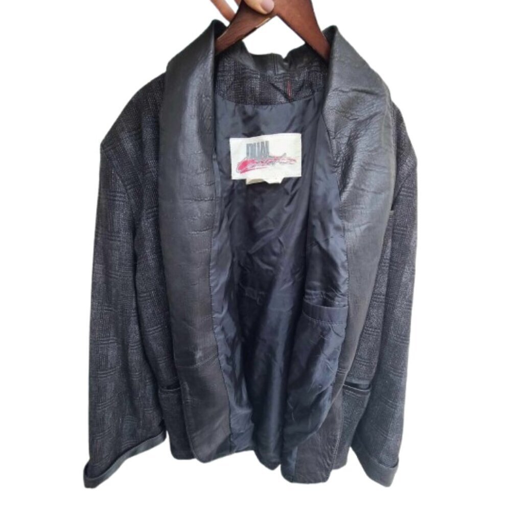 Vintage Dual‎ Control Wool Blend & Leather Mens Jacket Grandpa Downtown Coat MED